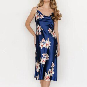 Katarina Slip Midi Dress, Vintage Blue Floral, L